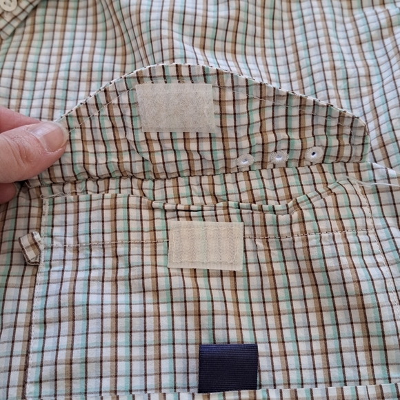 Columbia Sportswear PFG Shirt Men's Large White Tan Green Check Fishing Gear - Picture 7 of 14